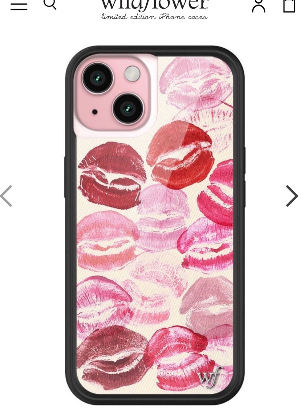Wildflower Kiss Print iPhone 15 Case - Pink & Red Lipstick Design